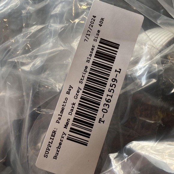 Burberry Men Dark Grey Stripe Blazer Size 40R EUC - Picture 8 of 13